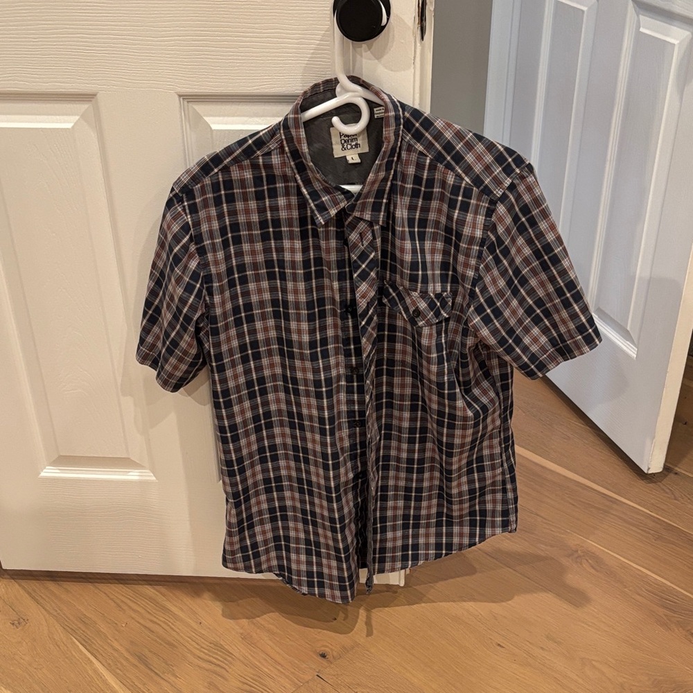 Paper Denim & Cloth Men's Navy and Brown Plaid Shirt